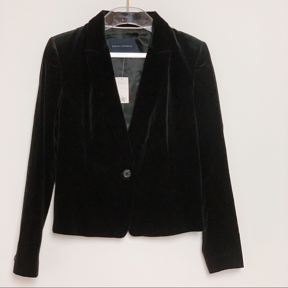 Banana Republic Black Velvet Blazer Size 6